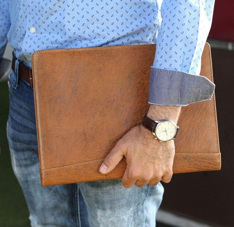 KomalC Leather Business Portfolio Business Personal Organiser Folder Full Grain Leather padfolio by - Image 5